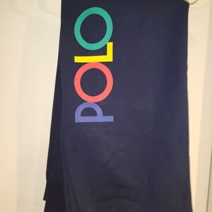 Ralph Lauren Navy Kids Tee with Multicolor 'POLO' Logo